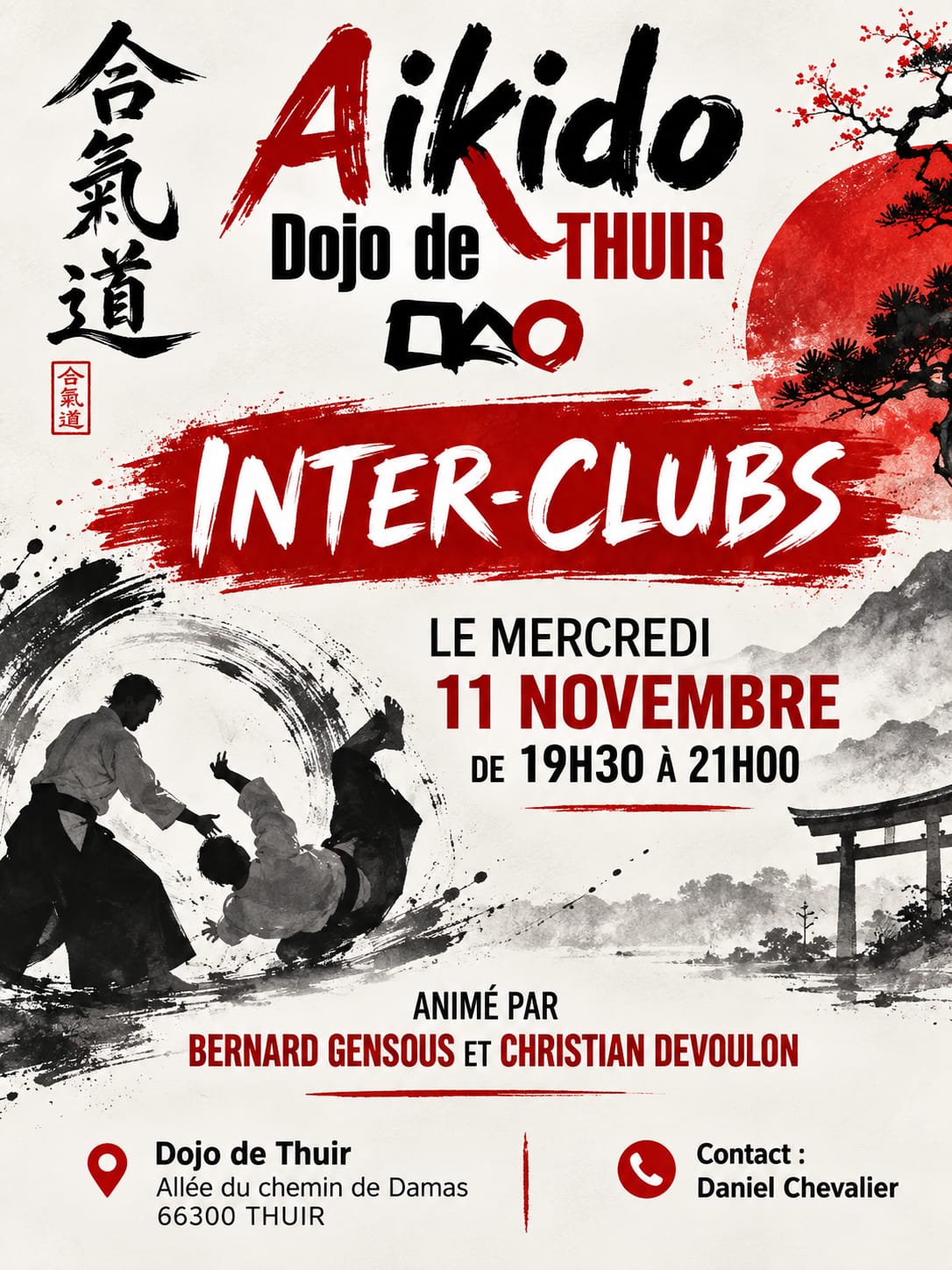 Affiche InterClub Aikido Bernerd Gensous et Christian Devoulon, 2026, Thuir