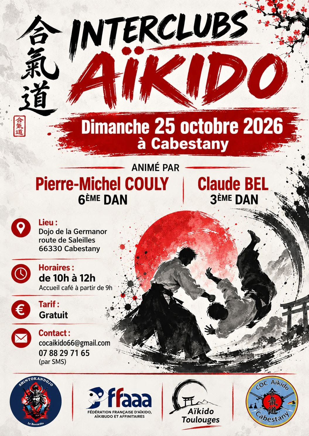 Affiche InterClub Aikido Pierre-Michel Couly et Claude Bel, 2026, Cabestany