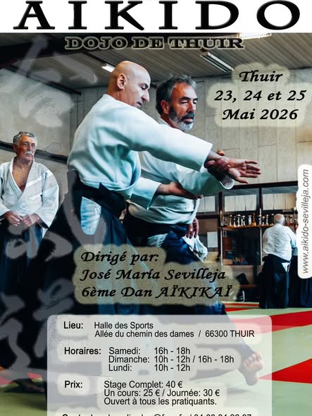 Affiche Stage Aikido Sevilleja Mai 2026 THUIR